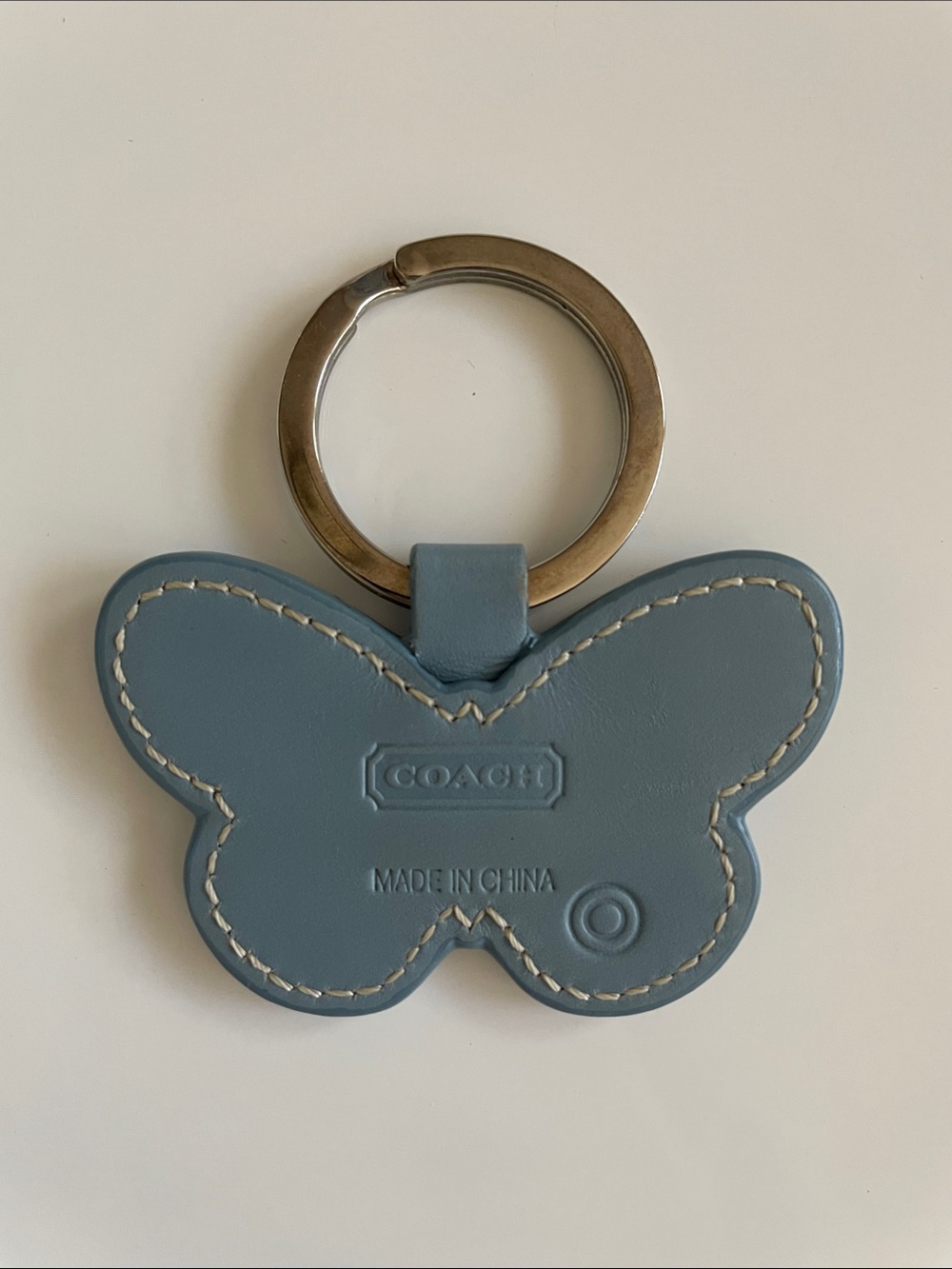 COACH Vintage Blue Leather Butterfly Keychain - Picture 4 of 9